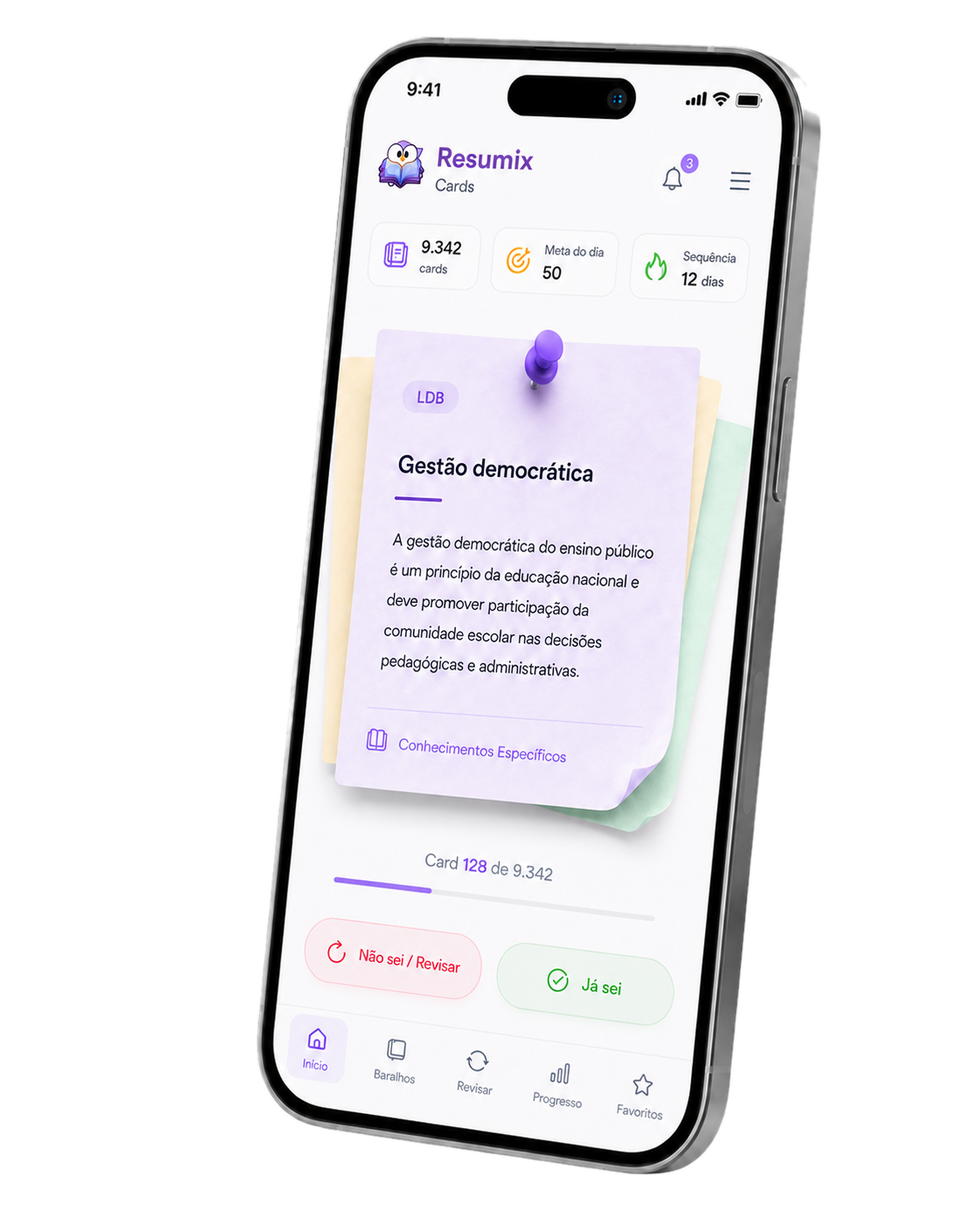 Mockup realista do webapp Resumix Cards em um celular